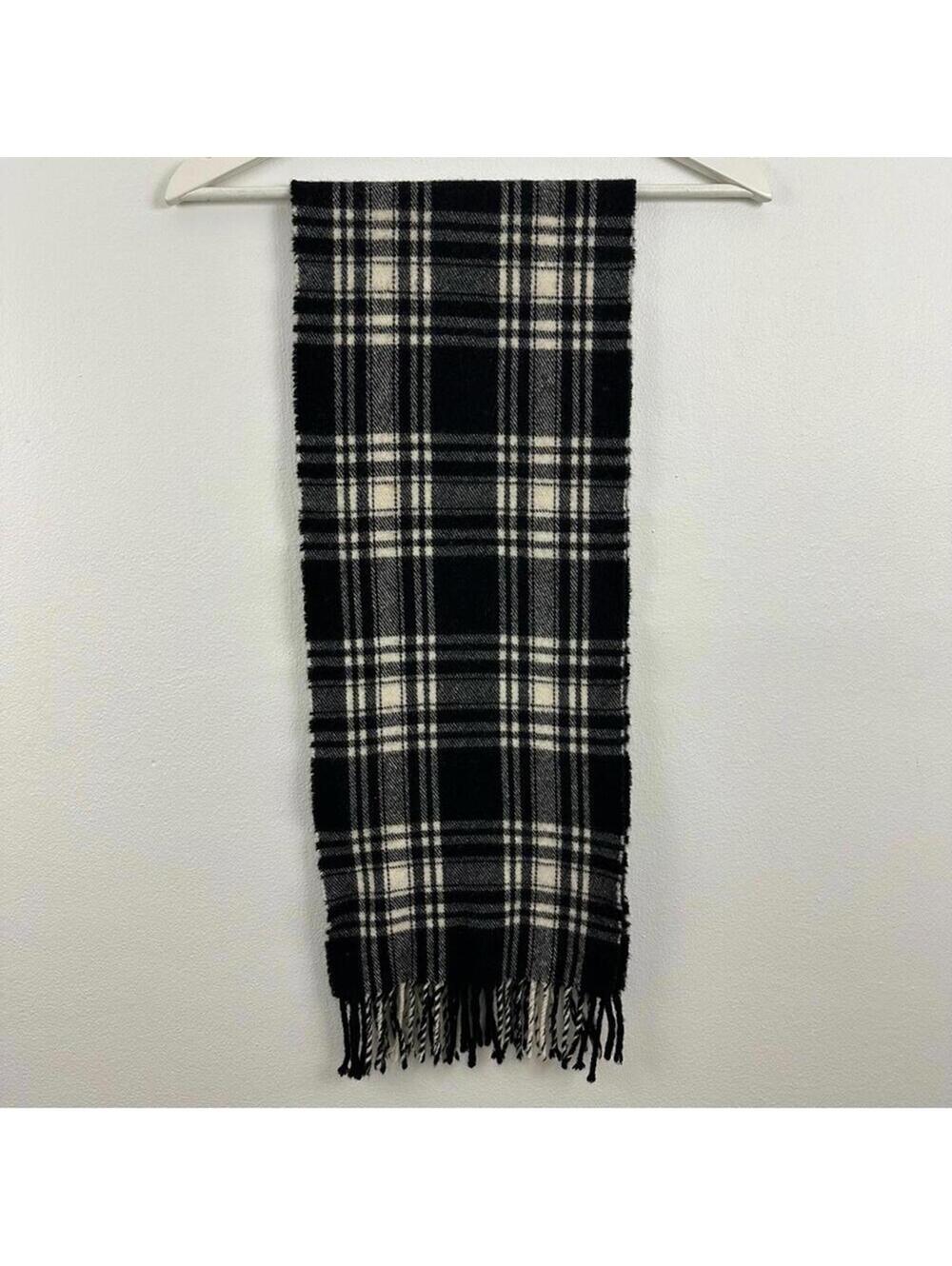 No Brand Plaid Wool Scarf Fringe Tassel